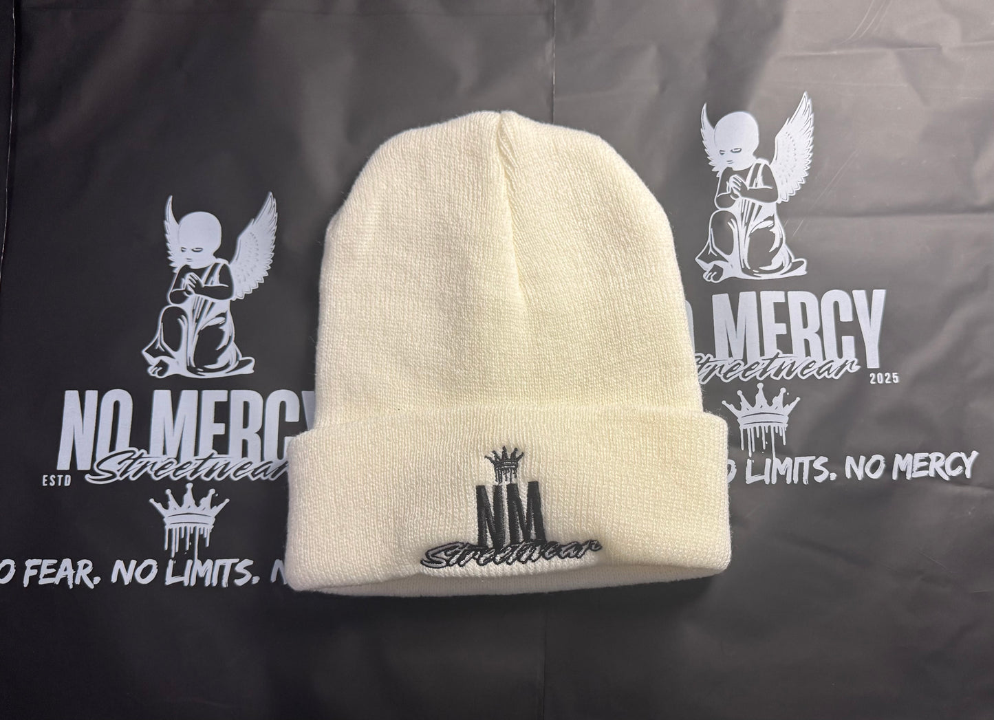 NM white beanie