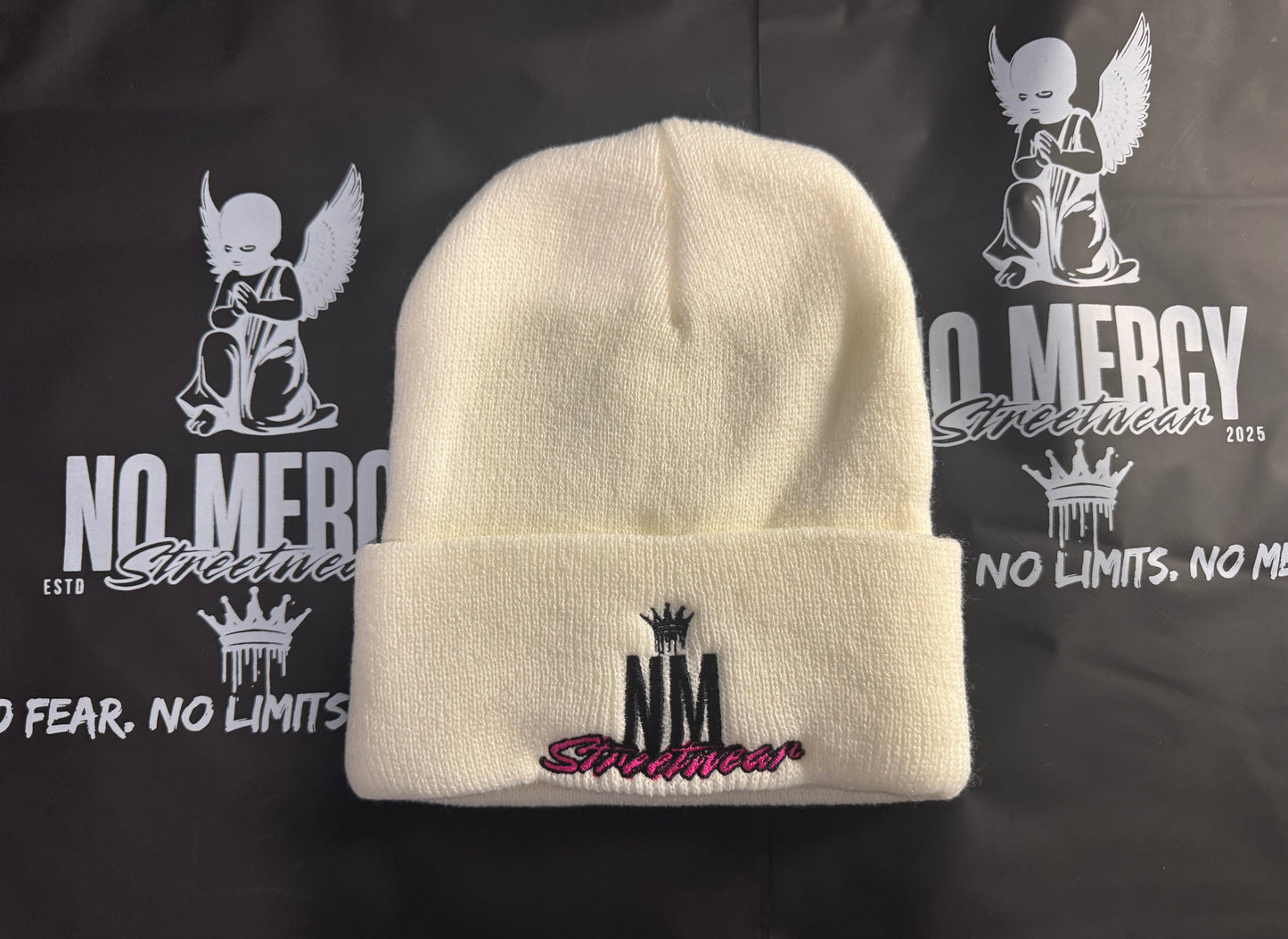 NM white beanie